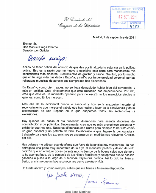 carta de Bono a Fraga carta de Bono a Fraga